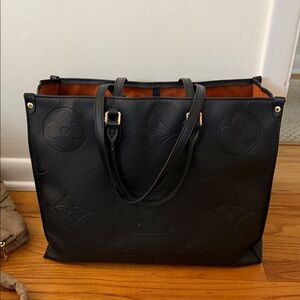 Faux Louis Vuitton Black Embossed Tote Bag